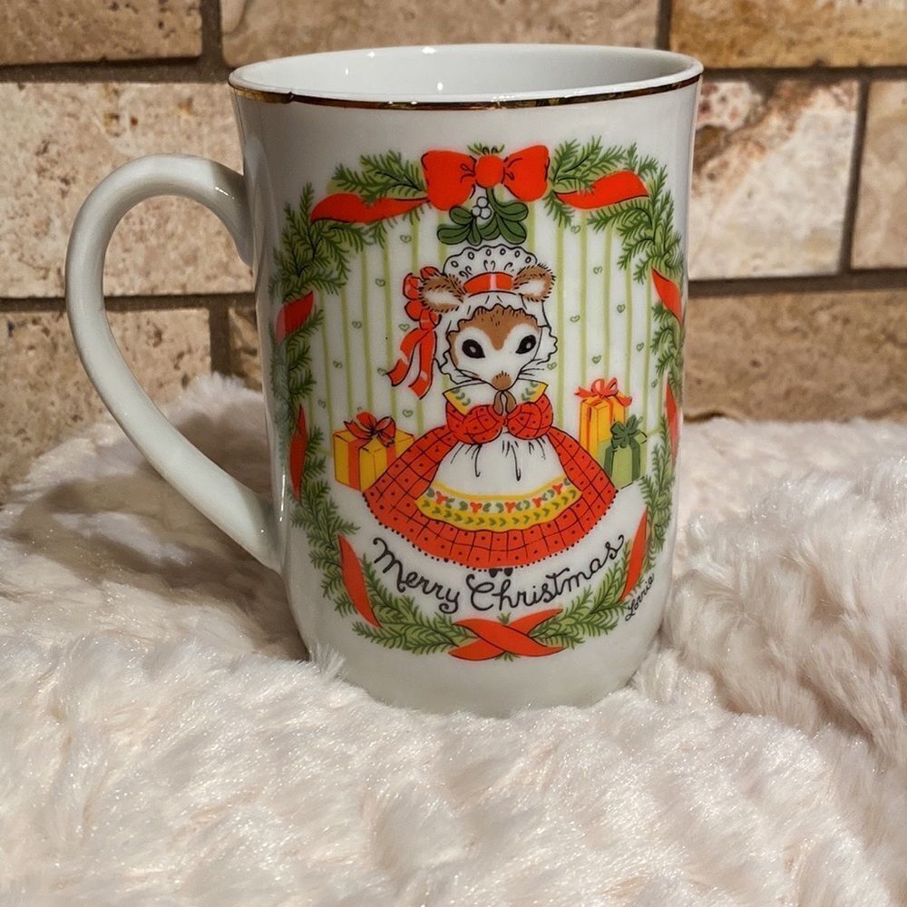 Vintage Merry Christmas Mouse Mug Lorie